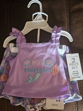 Counting Daisies Lilac "Mini Mermaid" Kids Matching Set, 2-Piece